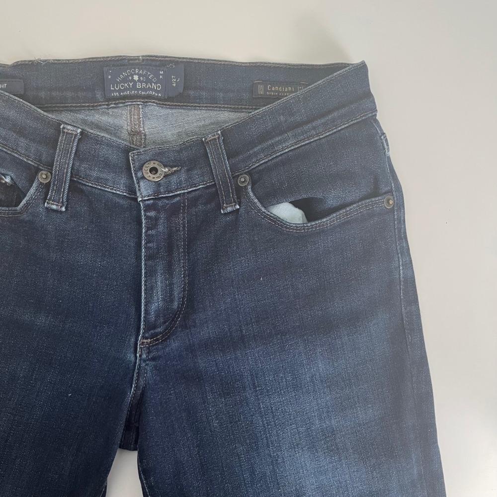 Lucky Brand Sweet Straight Long Jeans Dark Wash Candiani Denim 4/27 7W12865